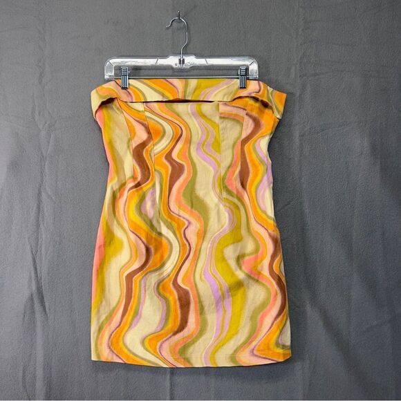 Nwt y2k style M Wild Fable Wave/Swirl-Print Strapless Bodycon Tube Mini Dress - Picture 2 of 11